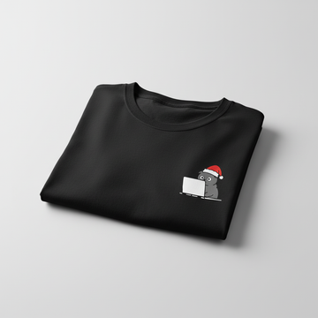 RD0108 - Santa American Shorthair Cat On Laptop Pocket Design - Unisex Standard T-Shirt