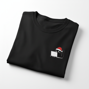 RD0101 - Cute Christmas Black Cat Laptop Pocket Design - Unisex Standard T-Shirt
