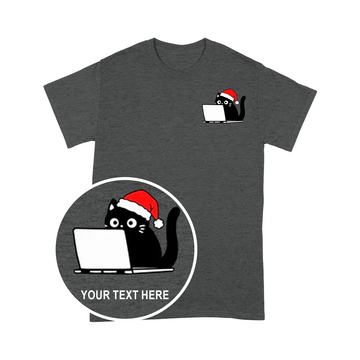 PD0101 - Custom Surprised Black Cat Coding Pocket Design - Unisex Standard T-Shirt