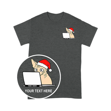 PD0110 - Custom Surprised Santa Sphynx Coding Pocket Design - Unisex Standard T-Shirt